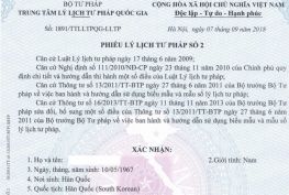 Thủ Tục Xin Lý Lịch Tư Pháp Cho Khách Hàn Quốc